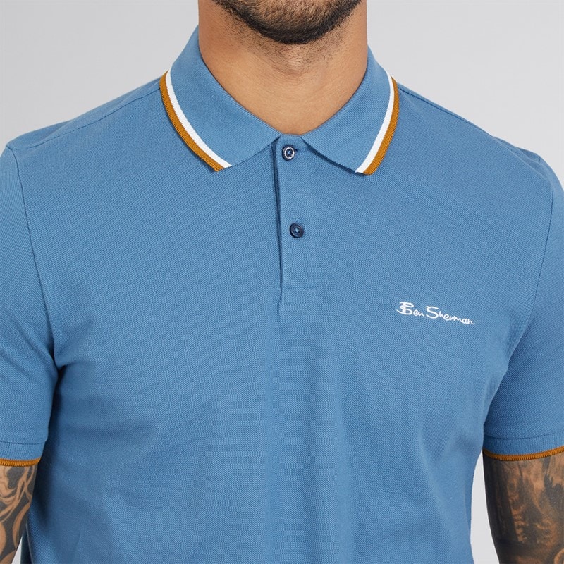Ben Sherman Herre tvilling stribet polo shirt Airforce - Billede 3
