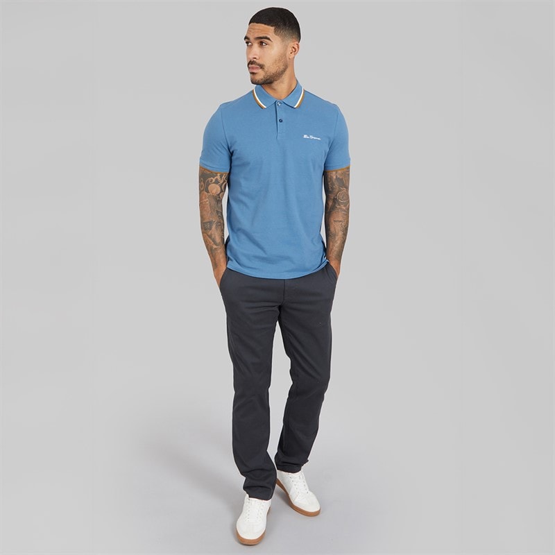 Ben Sherman Herre tvilling stribet polo shirt Airforce - Billede 4
