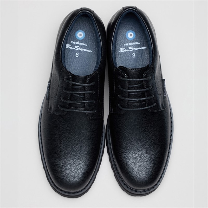 Ben Sherman Herresko Chesterley Derby Black Grainy Pu - Billede 3