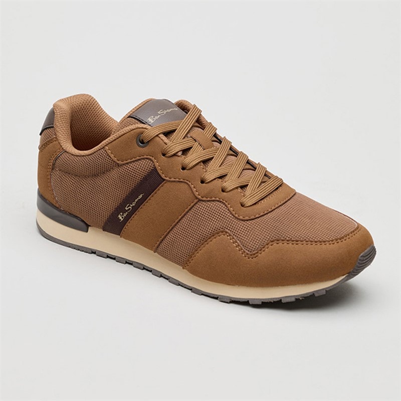 Ben Sherman Herre Owen Retro Løbe Skoe Brown Mesh - Billede 2