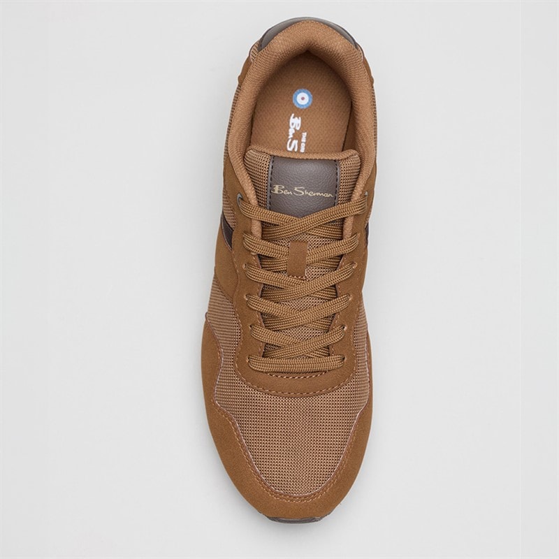 Ben Sherman Herre Owen Retro Løbe Skoe Brown Mesh - Billede 3
