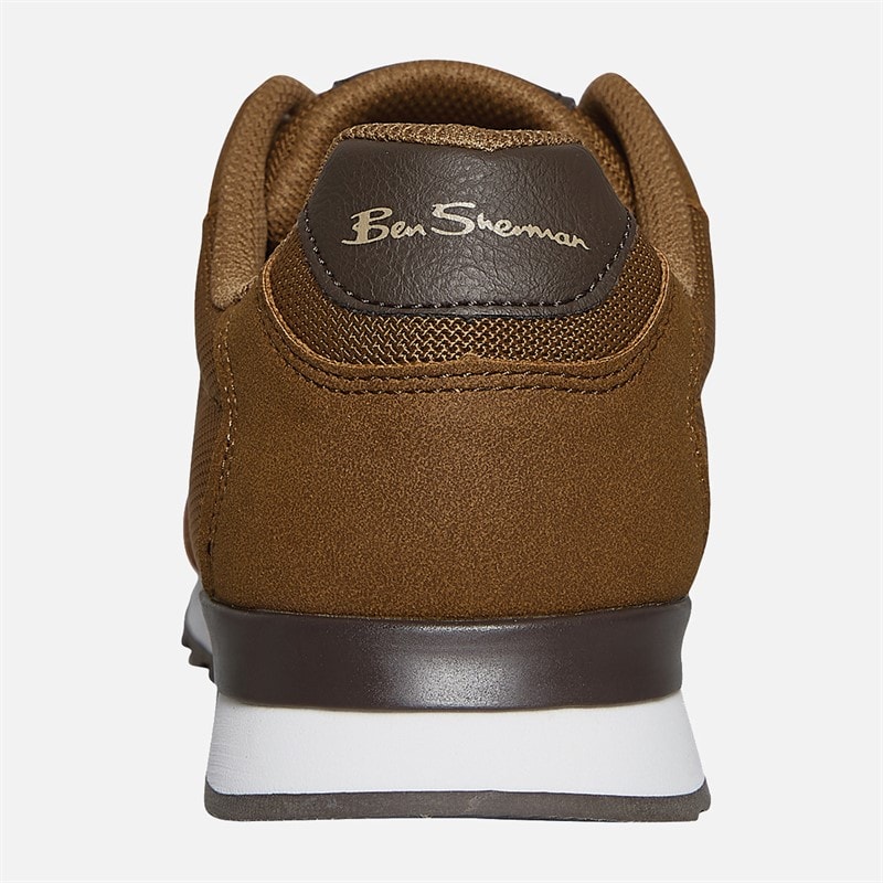 Ben Sherman Herre Owen Retro Løbe Skoe Brown Mesh - Billede 4