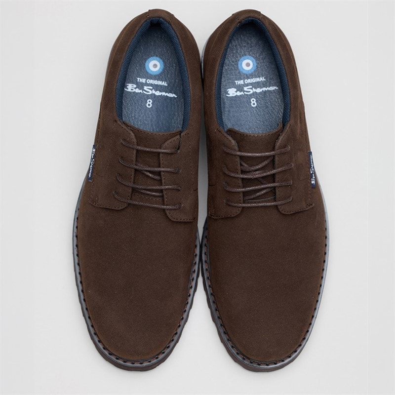 Ben Sherman Herresko Chesterley Derby Brown Imi Suede - Billede 3