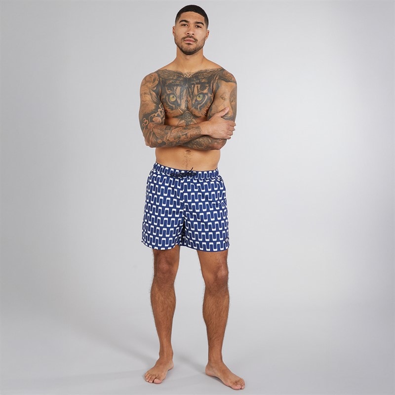 Ben Sherman Herre Resort Geo Svømmebukser Navy - Billede 4