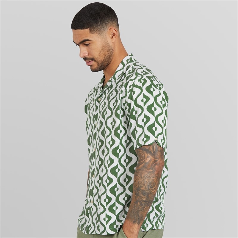 Ben Sherman Herre Kortærmet Carnaby Geo Skjorte Forest