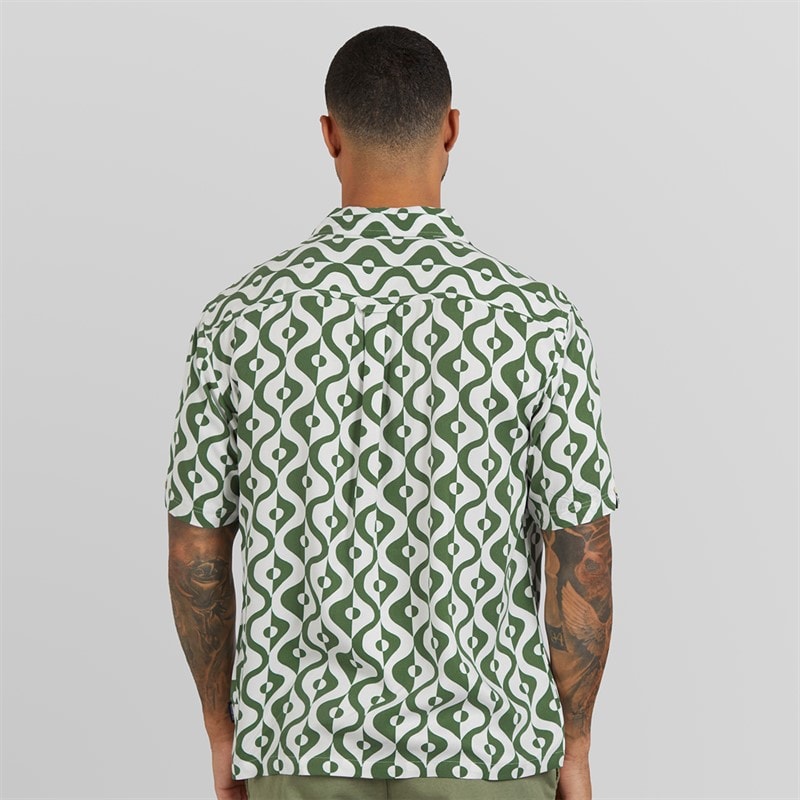 Ben Sherman Herre Kortærmet Carnaby Geo Skjorte Forest - Billede 2