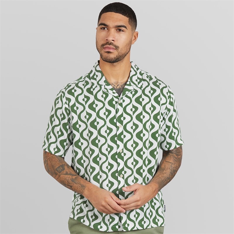 Ben Sherman Herre Kortærmet Carnaby Geo Skjorte Forest - Billede 3
