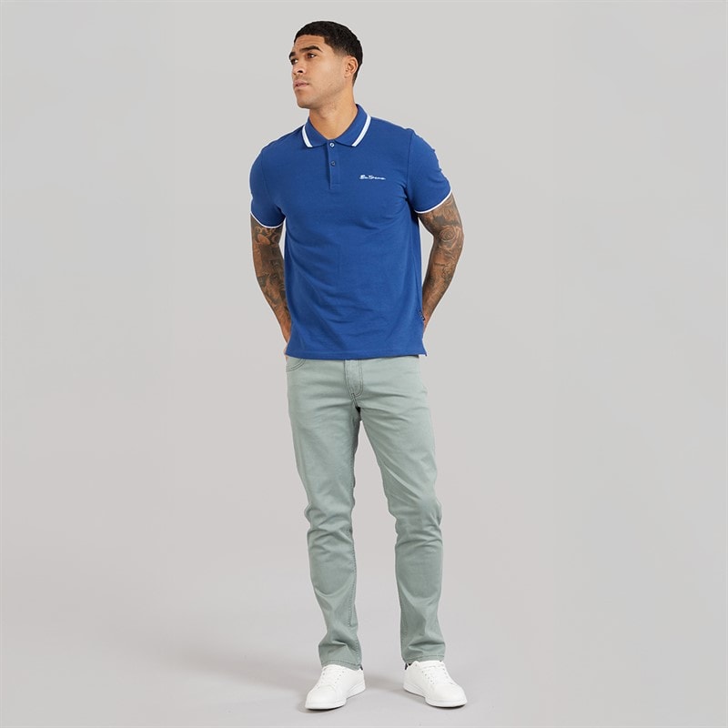 Ben Sherman Herre dobbelt stribet polo skjorte Royal Blue - Billede 4