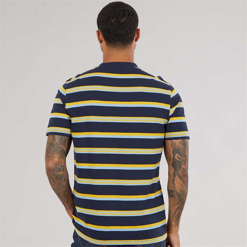 Ben Sherman Herre Tekstureret Stribet T-shirt Dark Navy - Billede 2