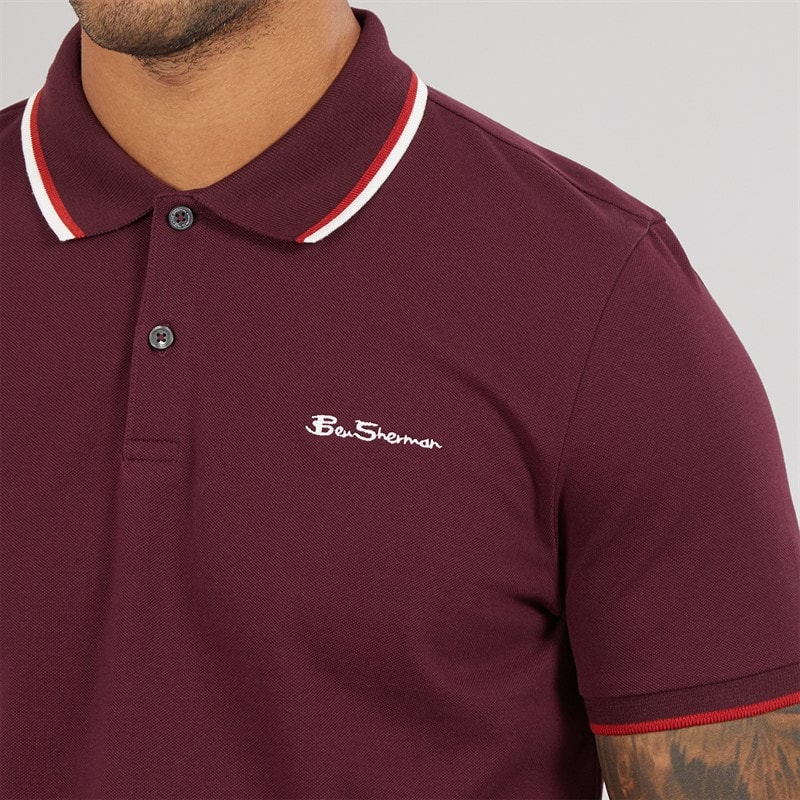 Ben Sherman Herre Signature Pique Polo Dark Wine - Billede 3
