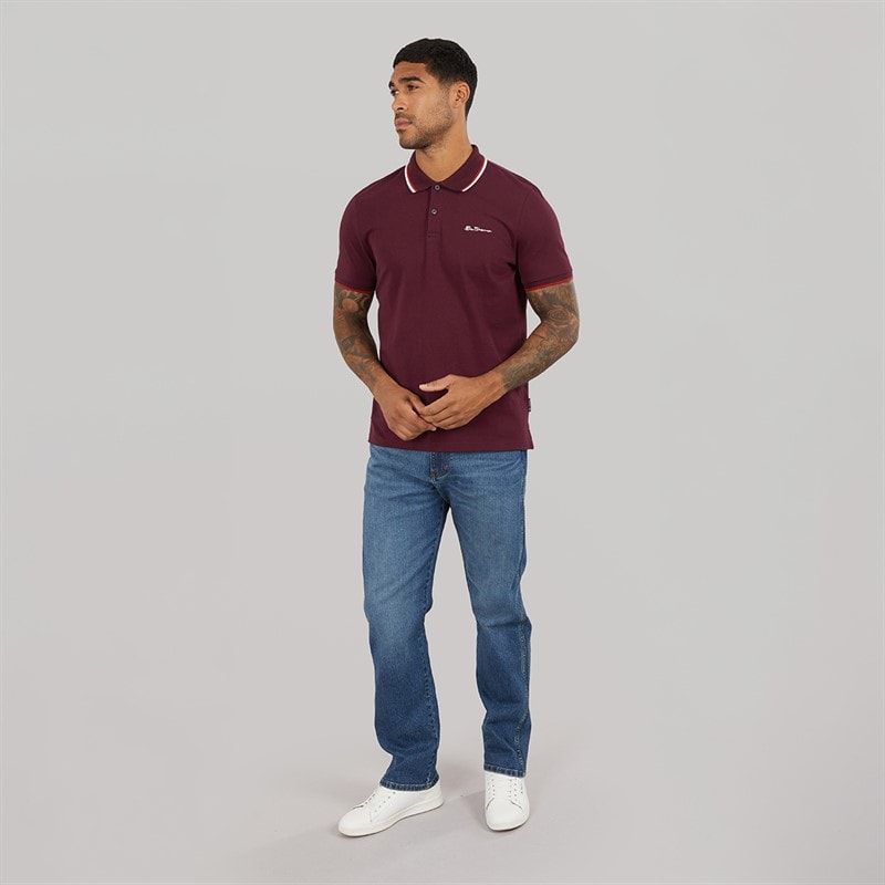 Ben Sherman Herre Signature Pique Polo Dark Wine - Billede 4