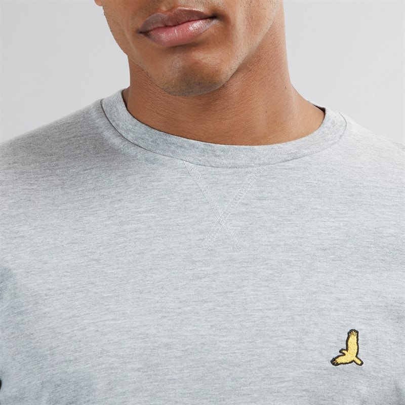Brave Soul Herre Franz Langærmet Rundhals T-shirt Lysegrå Melange/Mørk Antracit Melange - Billede 3