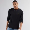 Brave Soul Herre Franz Langærmet Rundhals T-shirt Jet Sort/Mørk Anthracite Melange