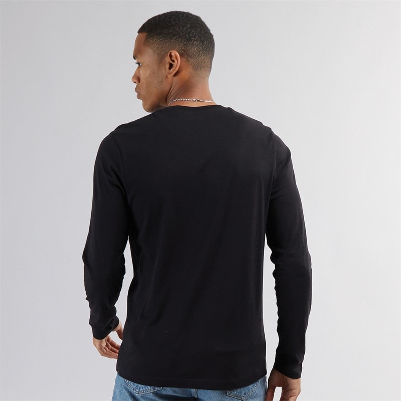 Brave Soul Herre Franz Langærmet Rundhals T-shirt Jet Sort/Mørk Anthracite Melange - Billede 2