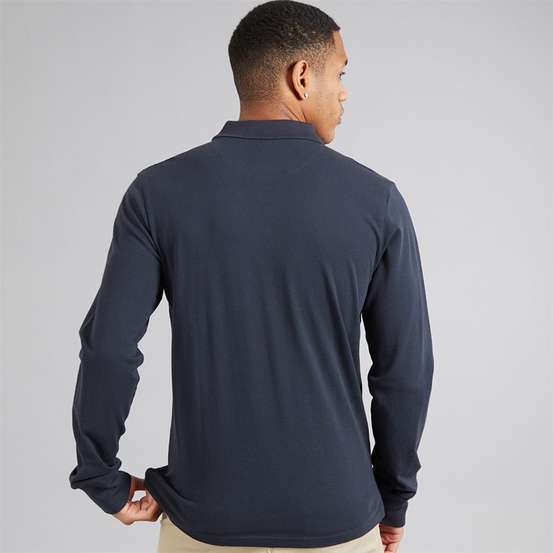 Brave Soul Herre Polo Shirt Med Lange Ærmer Dark Navy - Billede 2