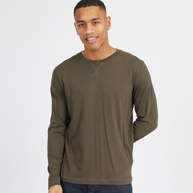 Brave Soul Herre Supreme Rundhals Langærmet T-shirt Khaki - Billede 1