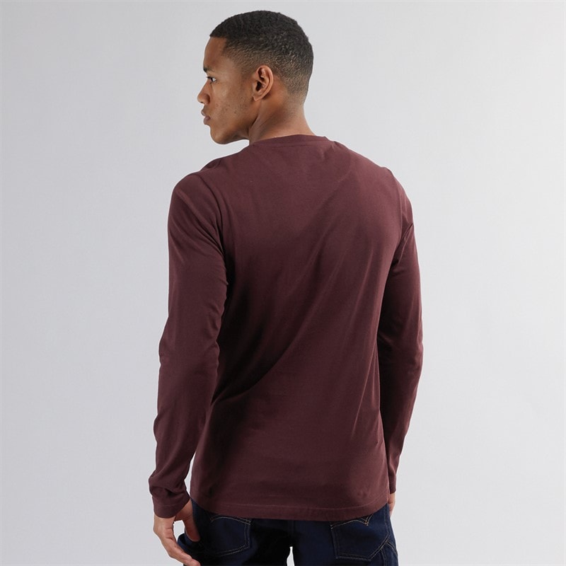 Brave Soul Herre Supreme Crew Neck Langærmet T-Shirt Bourgogne - Billede 2