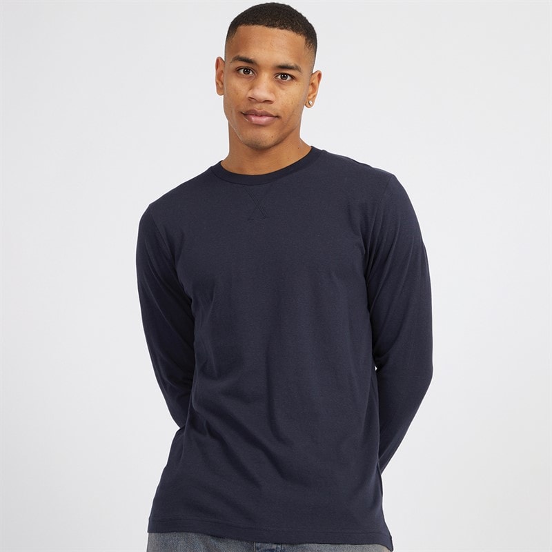 Brave Soul Herre Supreme Rundhals Langærmet T-shirt Marineblå - Billede 1
