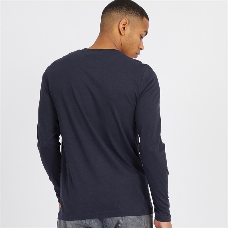 Brave Soul Herre Supreme Rundhals Langærmet T-shirt Marineblå - Billede 2