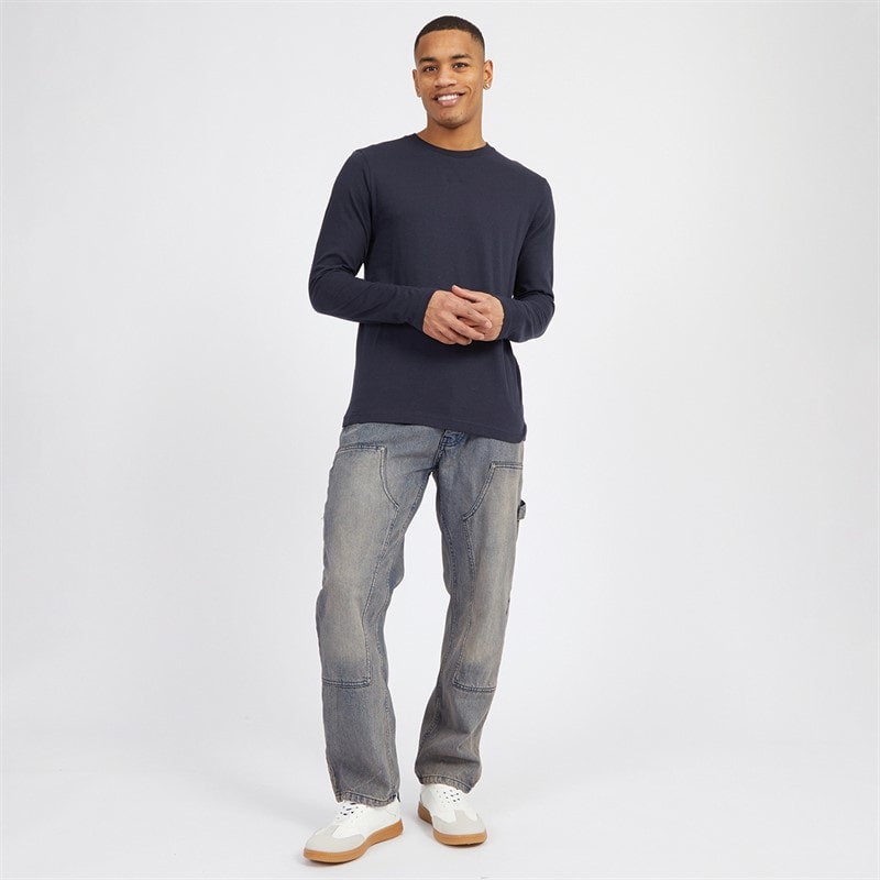 Brave Soul Herre Supreme Rundhals Langærmet T-shirt Marineblå - Billede 3