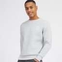 Brave Soul Herre Middelalder Crew Neck Sweatshirt Lysegrå Melange/Hvid