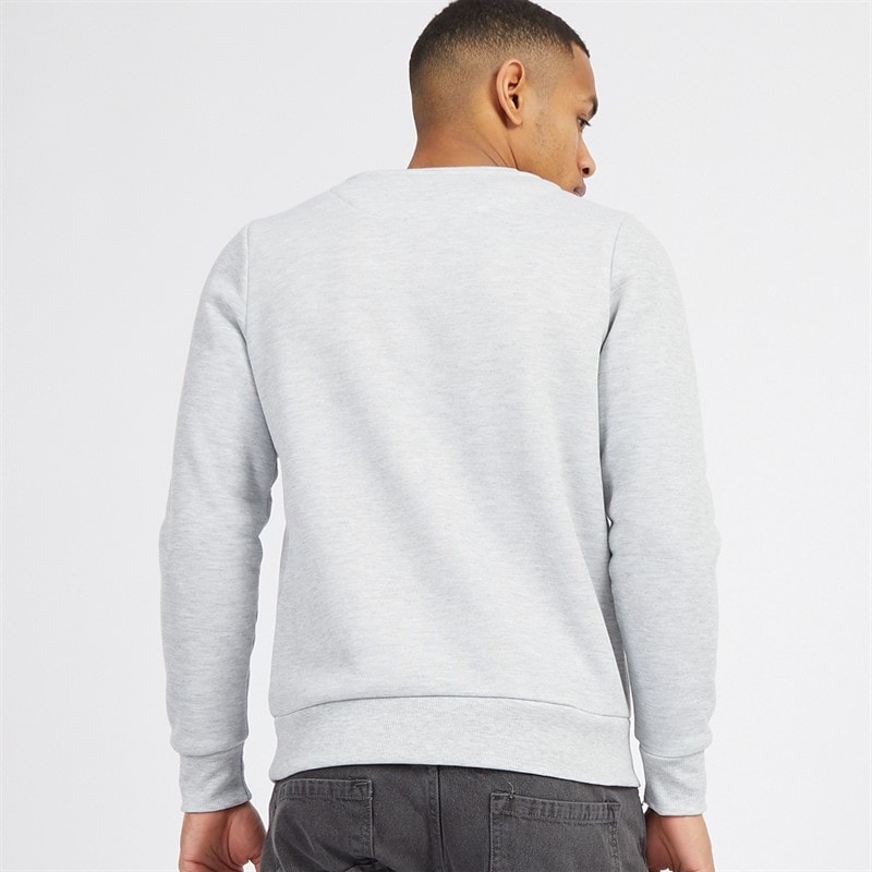 Brave Soul Herre Middelalder Crew Neck Sweatshirt Lysegrå Melange/Hvid - Billede 2