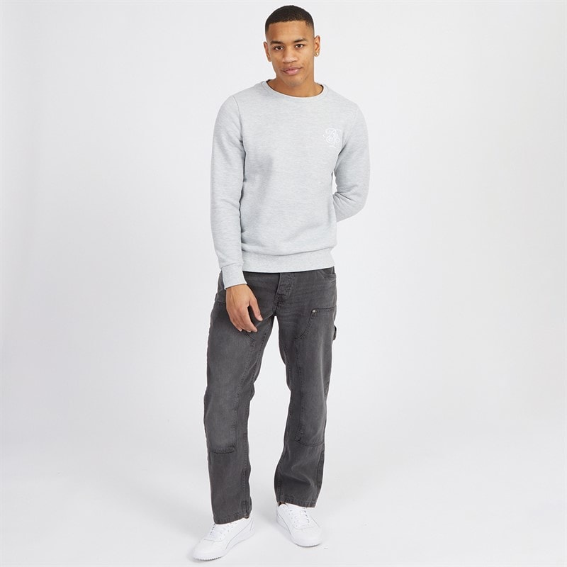 Brave Soul Herre Middelalder Crew Neck Sweatshirt Lysegrå Melange/Hvid - Billede 3
