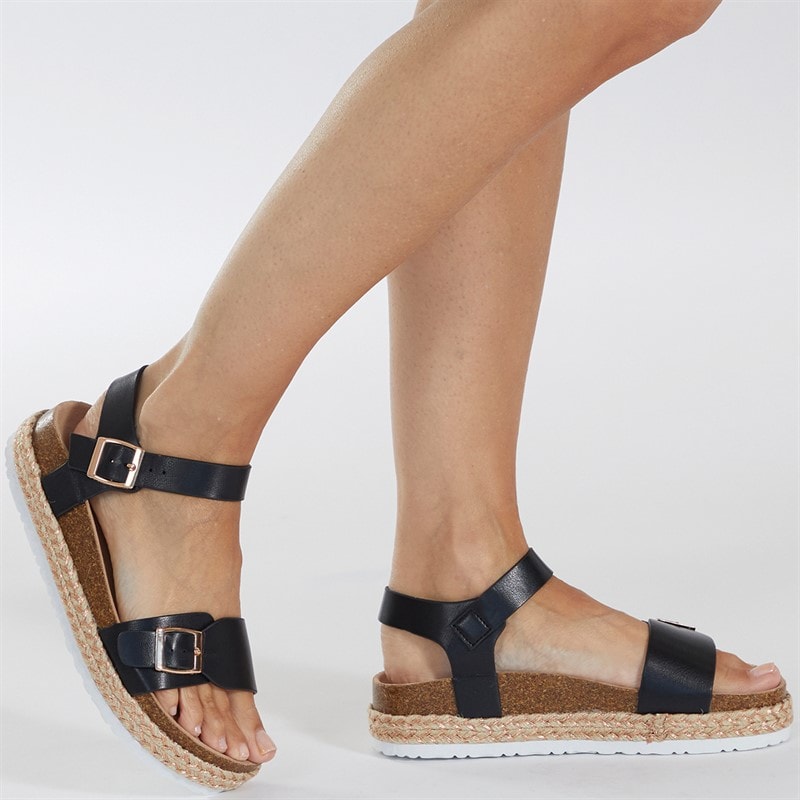 Brave Soul Platforme Sandaler med Ankelrem Sorte til Kvinder - Billede 5