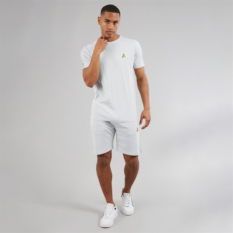 Brave Soul Herre Rowan T-shirt Og Shorts Sæt Baby Blue/Light Grey Marl - Billede 4