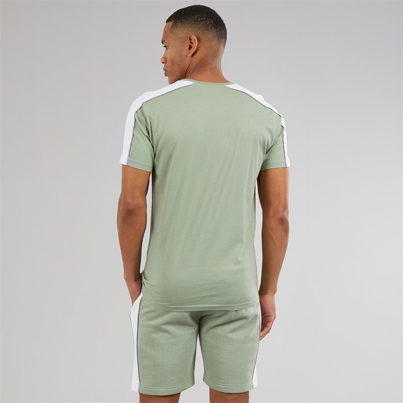 Brave Soul Herre Rowan T-shirt Og Shorts Sæt Mint Green/Optic White - Billede 2