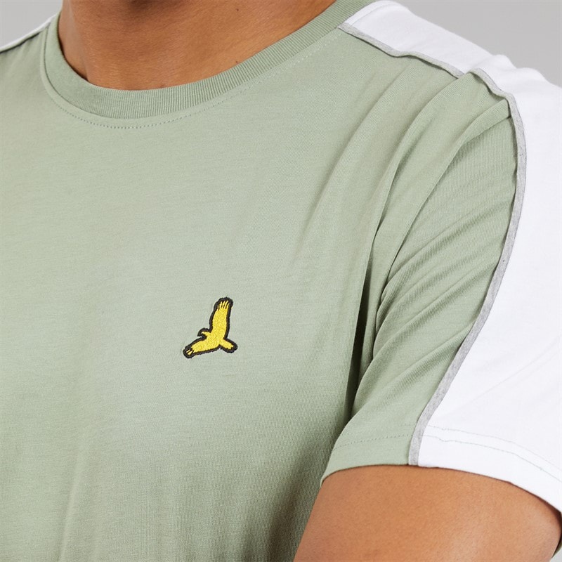 Brave Soul Herre Rowan T-shirt Og Shorts Sæt Mint Green/Optic White - Billede 3