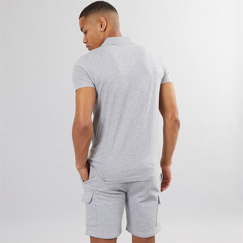 Brave Soul Herre Hubble Polo Skjorte og Shorts Sæt Light Grey Marl - Billede 2