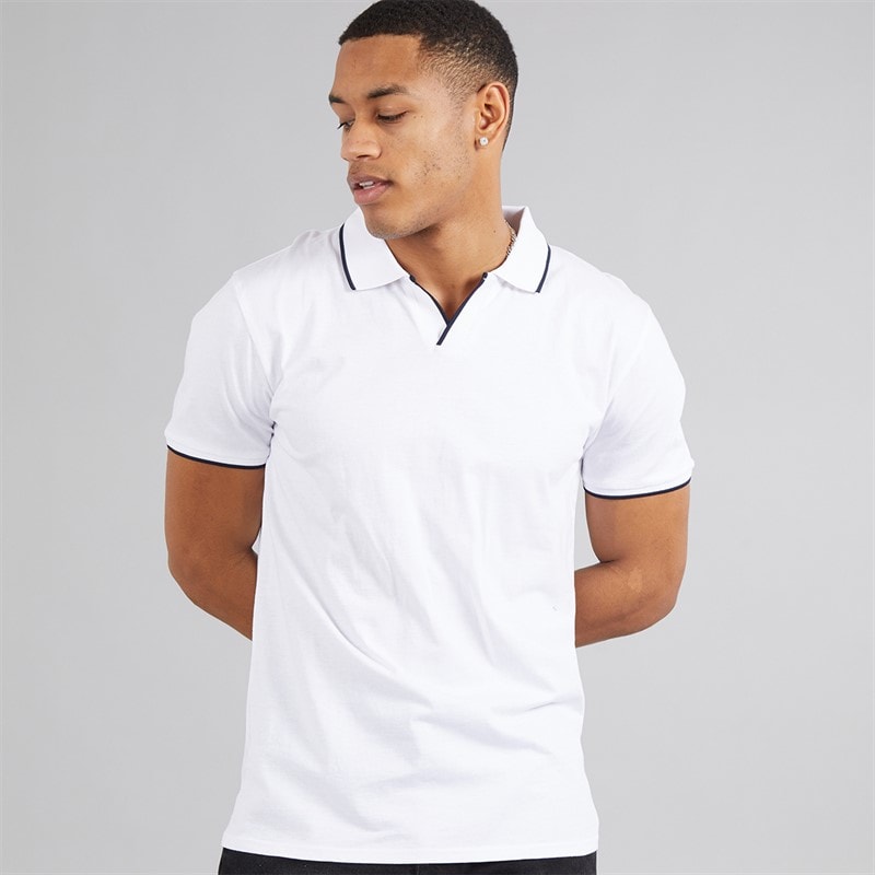 Brave Soul Herre Ferrat Polo Shirt Optic White/Navy - Billede 1