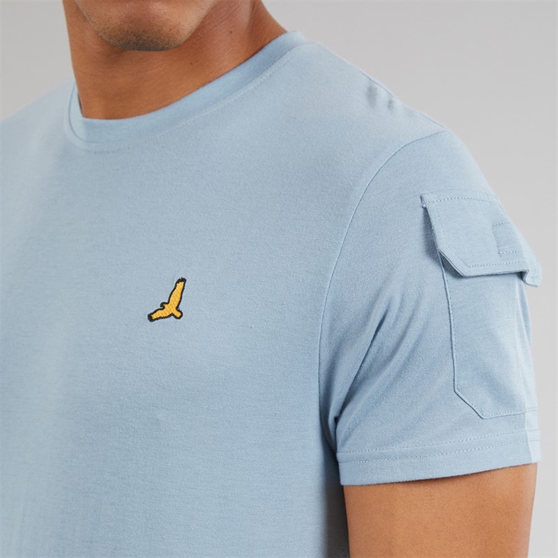 Brave Soul Herre Linus T-shirt og shorts sæt Sæt Steel Blue - Billede 3