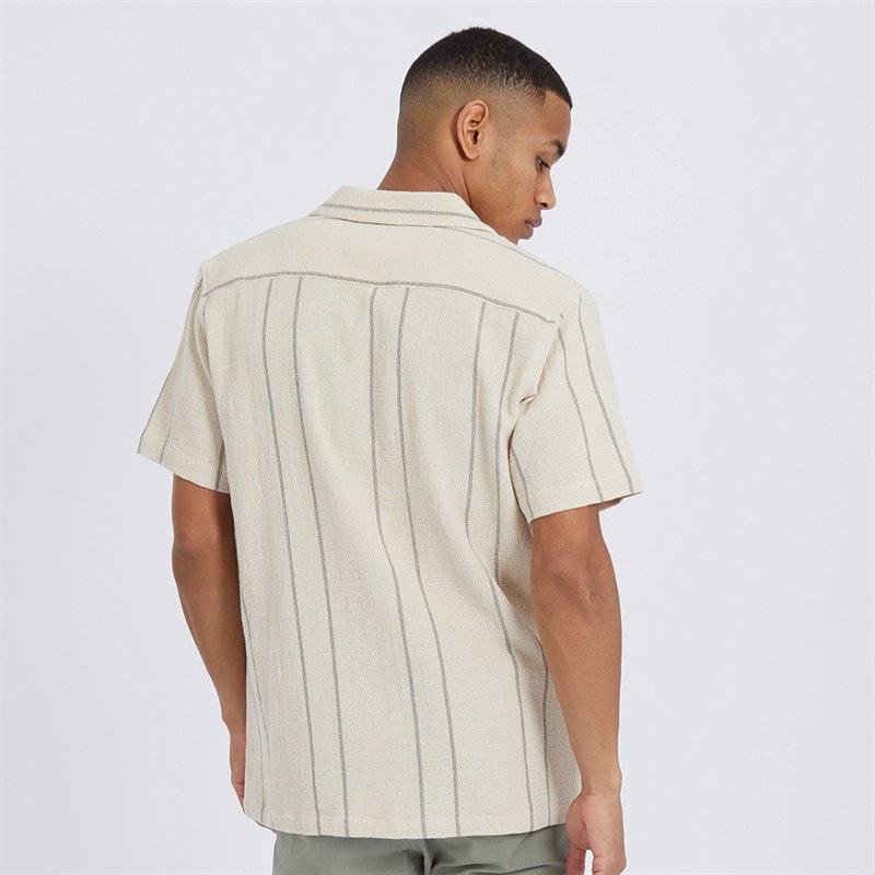 Brave Soul Herre Mono Logo Grafik T-shirt Ecru/Sage Green - Billede 2