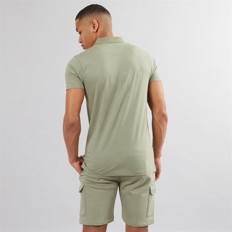 Brave Soul Herre Hubble Polo Skjorte og Shorts Sæt Washed Sage - Billede 2