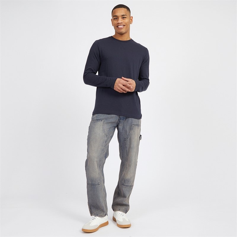 Brave Soul Herre Joiner Carpenter Løstsiddende Jeans Mb Blå Vask - Billede 4
