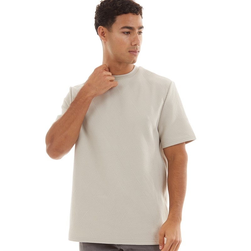 Brave Soul Herre Oversized Fit Standall T-Shirt Lys Taupe - Billede 5