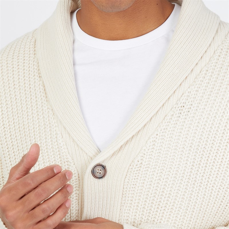 Brave Soul Herre Arkram Knittet Cardigan med Knapper Havregryn - Billede 3