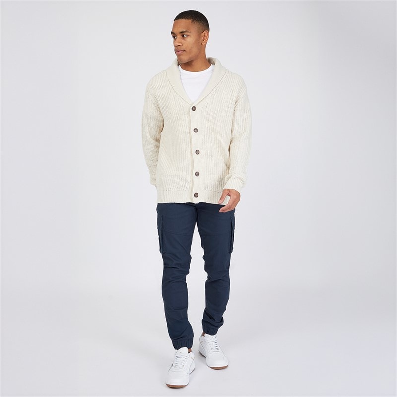 Brave Soul Herre Arkram Knittet Cardigan med Knapper Havregryn - Billede 4