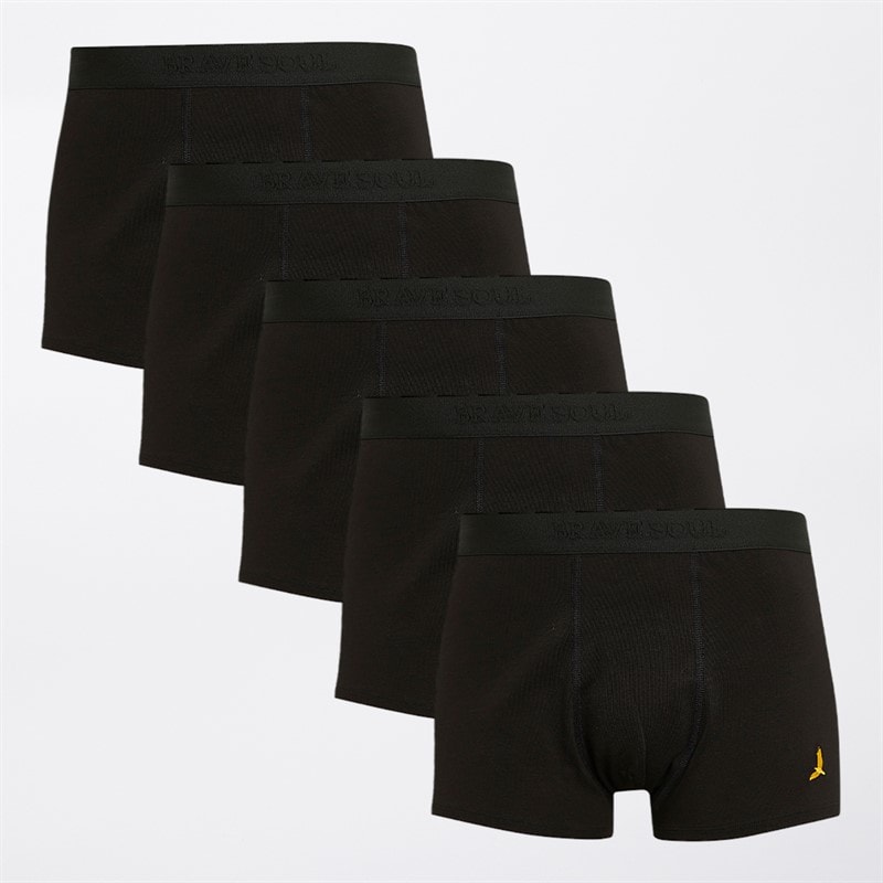Brave Soul Herre Arlo Fem Pak Boksershorts Sort - Billede 1
