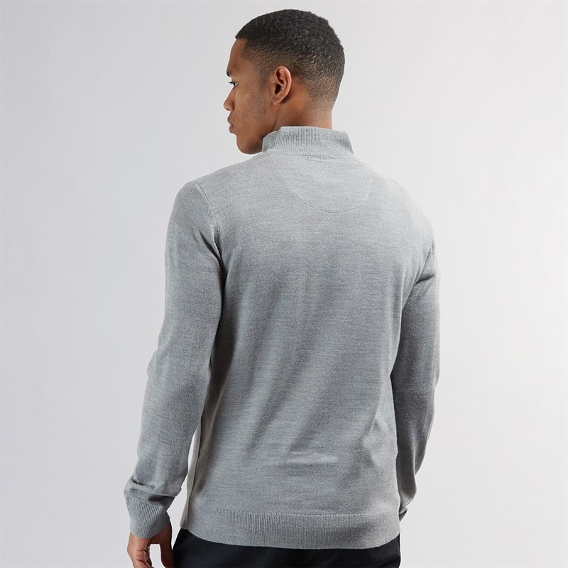 Brave Soul Herre Georgie 1/4 Zip Trøje med Høj Hals Sølvgrå Melering - Billede 2
