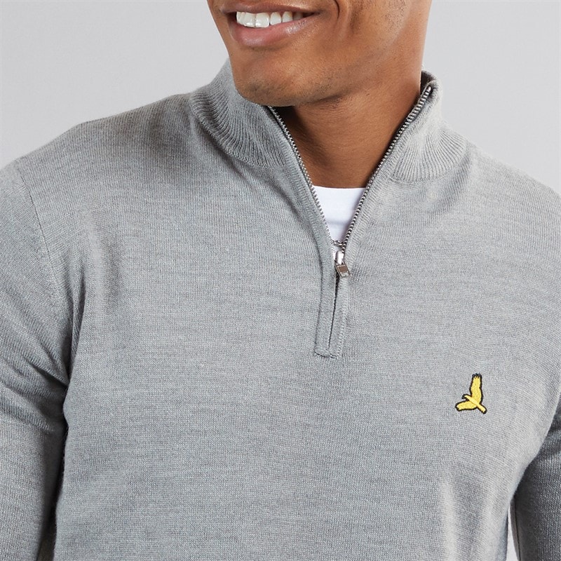 Brave Soul Herre Georgie 1/4 Zip Trøje med Høj Hals Sølvgrå Melering - Billede 3