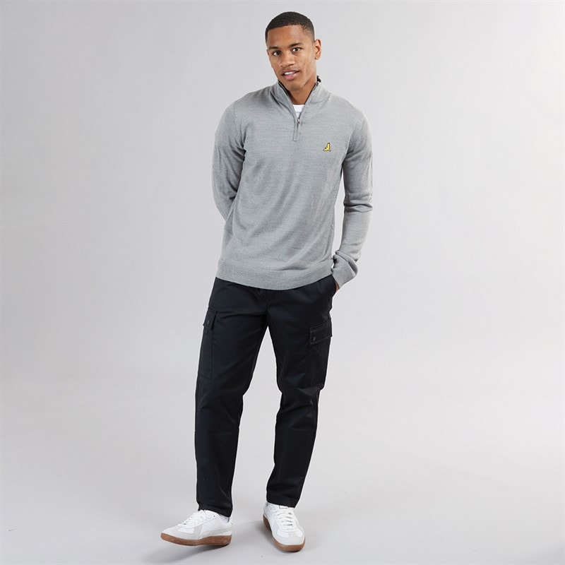 Brave Soul Herre Georgie 1/4 Zip Trøje med Høj Hals Sølvgrå Melering - Billede 4