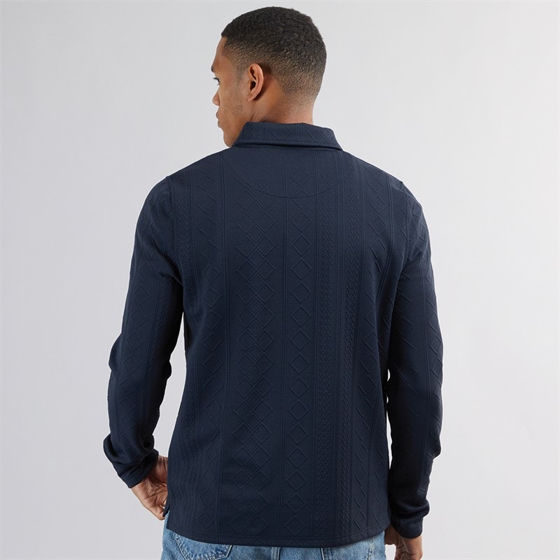 Brave Soul Herre Mellark Langærmet 1/4 Lynlås Polo Dk Navy - Billede 2