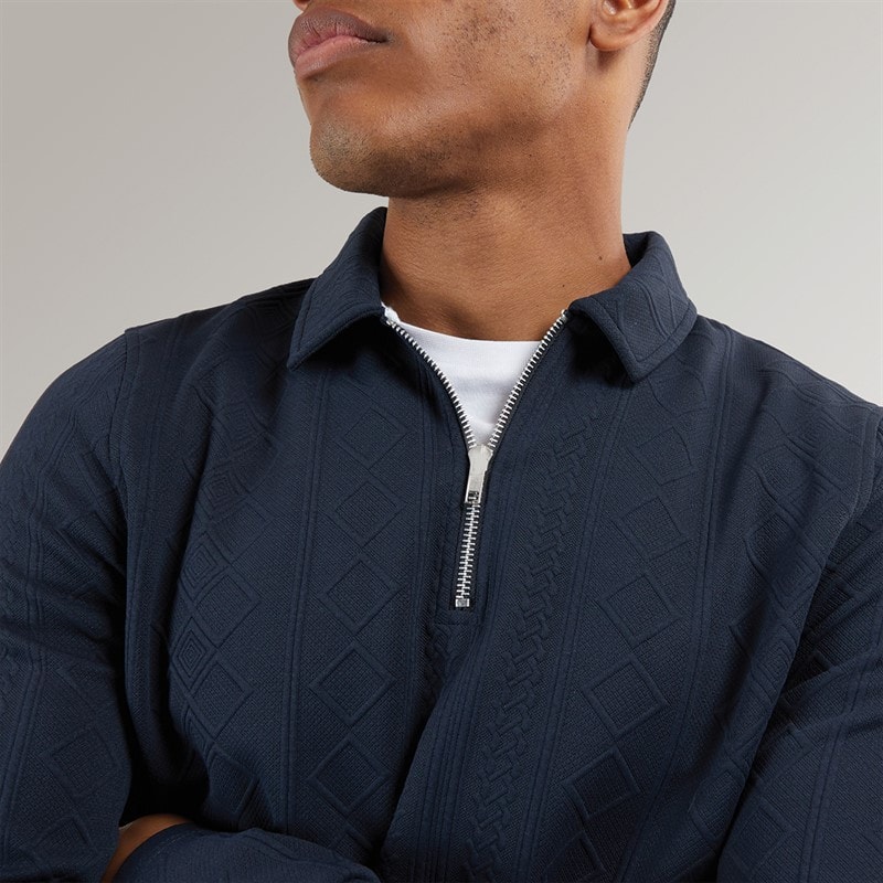 Brave Soul Herre Mellark Langærmet 1/4 Lynlås Polo Dk Navy - Billede 3