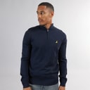 Brave Soul Herre Georgie 1 / 4 Zip Funnel Neck Sweatshirt Midnight Navy