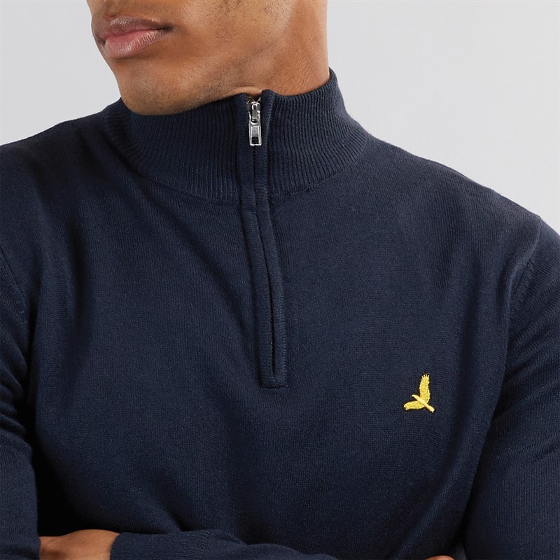Brave Soul Herre Georgie 1 / 4 Zip Funnel Neck Sweatshirt Midnight Navy - Billede 5