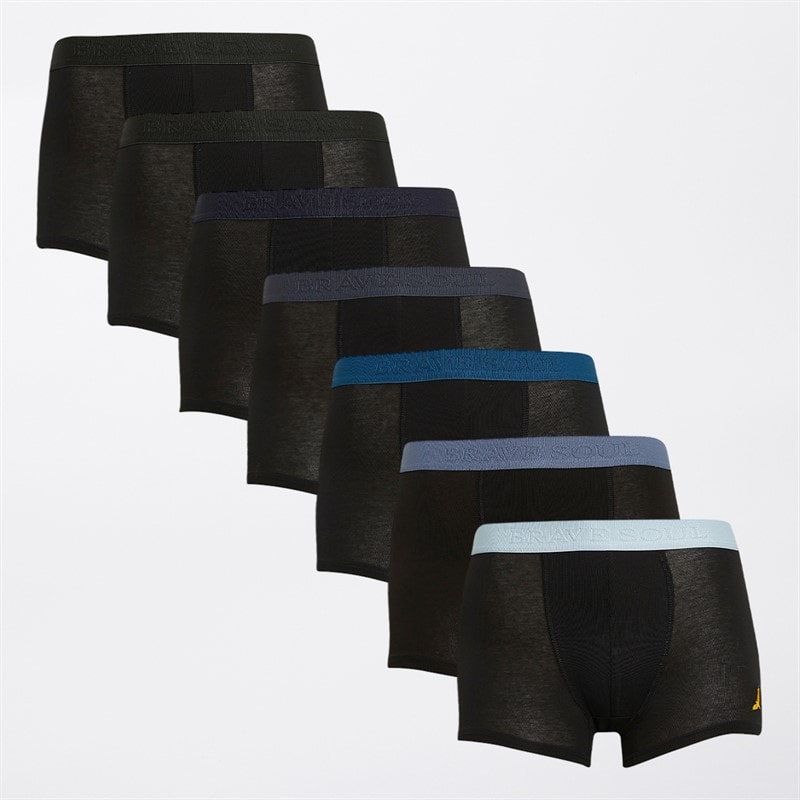 Brave Soul Drenge Syv Pak Boksershorts Sort Multi - Billede 1