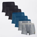 Brave Soul Drenge Syv Pak Boksershorts Navy / Teal / Printet Check